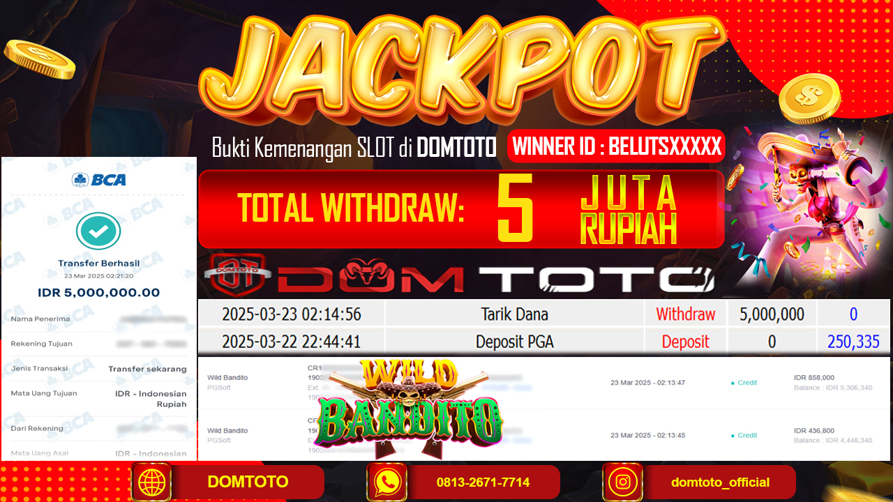 JACKPOT SLOT WILD BANDITO  23 MARET 2025